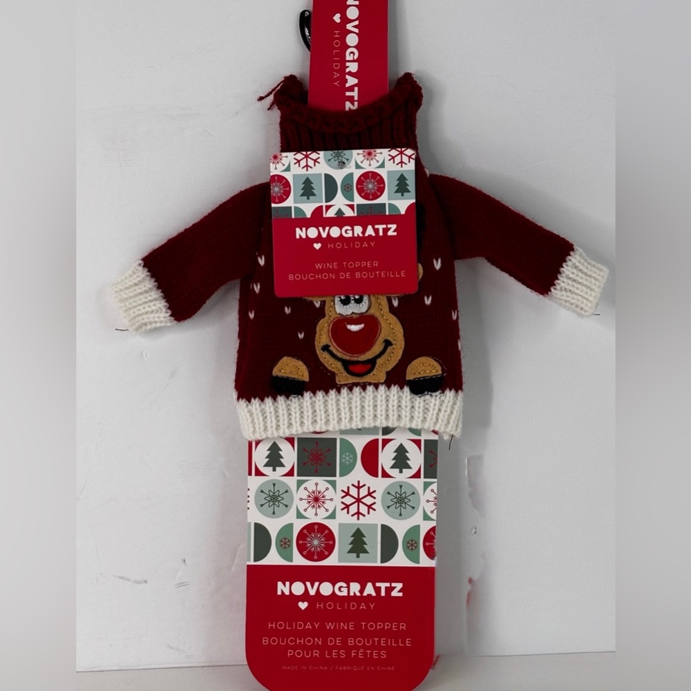 Reindeer Wine Bottle Sweater UGLY sweater ~ host gift Novogratz New